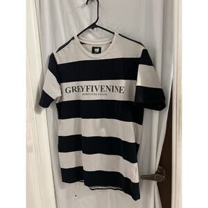 Grey Five Nine Born Into Chaos Black Gray Striped Tee Sz M suicide boys